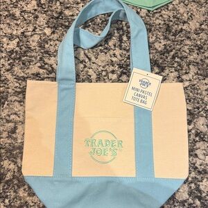 Trader Joe’s Blue and Cream Mini Canvas Tote Bag